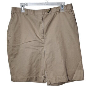 Lands' End Women 16 Petite Beige Partial Stretch Waist Chino Shorts, Inseam 9"